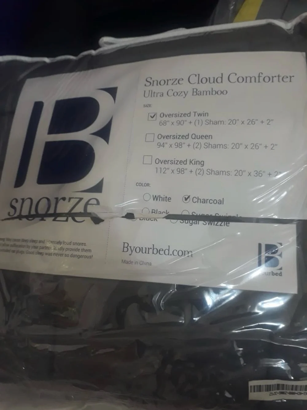 Snorze Cloud Comforter - Charcoal Ultra Cozy Bamboo